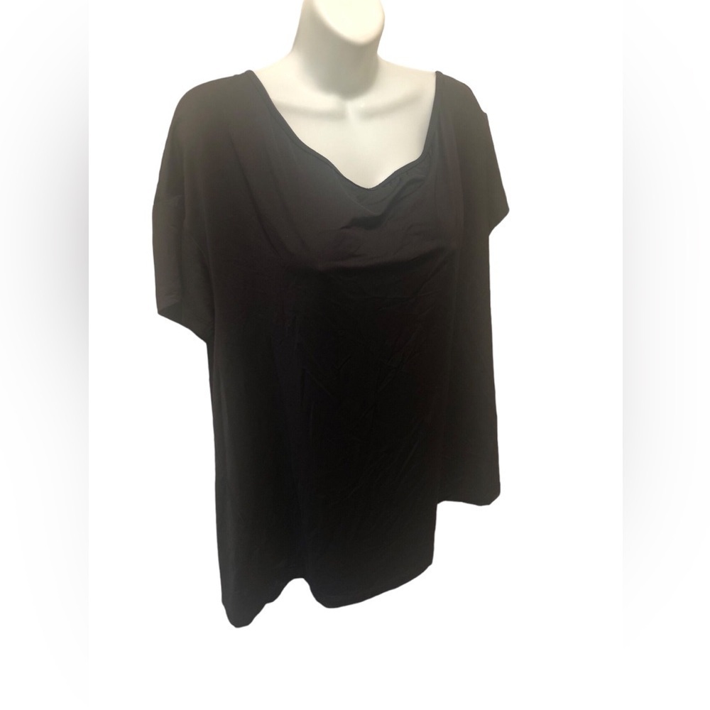 Torrid Performance Jersey Off-Shoulder Short Sleeve Active Tee 4X Black Stretch